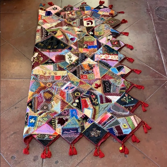 Antique Hand Made Silk Crazy Quilt dated 1884 - Picture 1 of 8